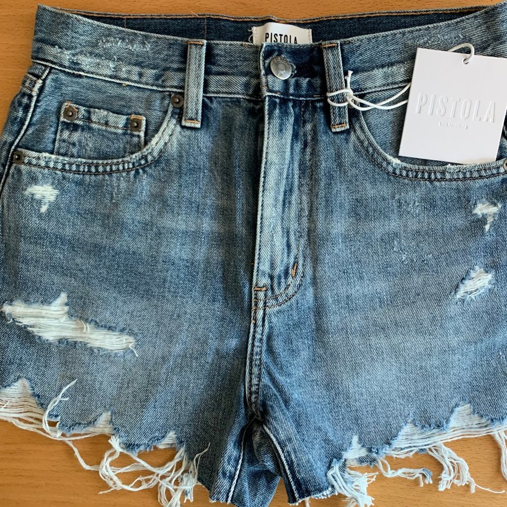 Pistola NWT High Rise Cut Off Denim Shorts